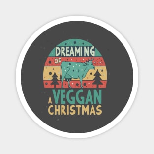 Cute Cow I'm Dreaming of a Vegan Christmas Funny Men Women Magnet